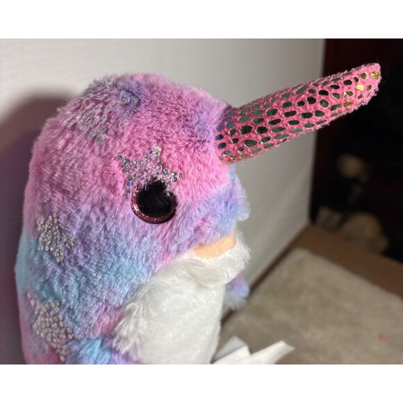 Ripleys Believe It Or Not Narwhal Plush Toy Blue Pink White Ocean 10" Sitting - Picture 3 of 9